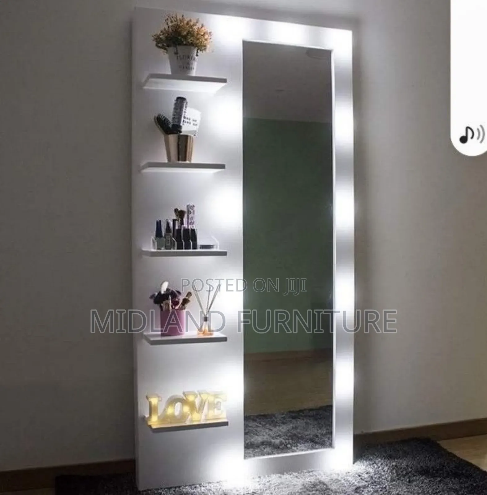 Dressing Mirror With Light Shelving