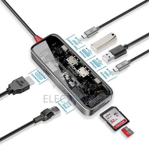 Promate Transhub-Mini
8-in 1 Transparent Multiport USB-C - thumbnail 2
