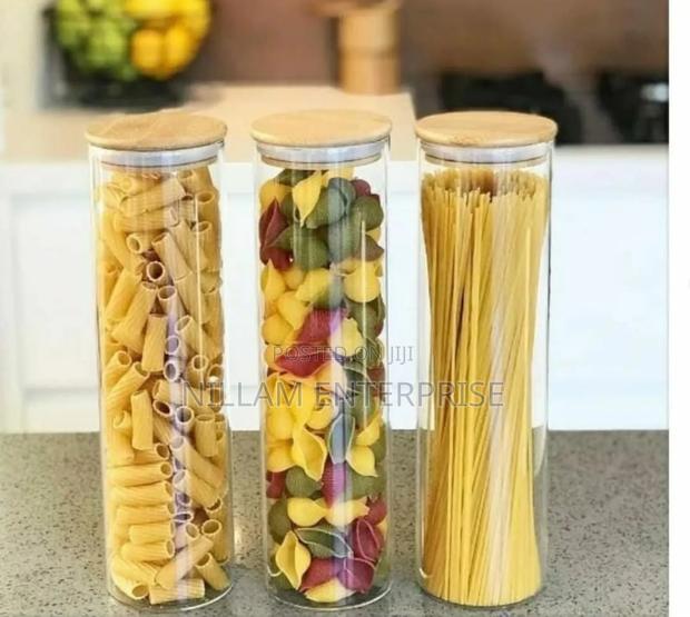 Glass Spaghetti/Cereal Jar With Airtight Bamboo Lid 2000ml - thumbnail 3