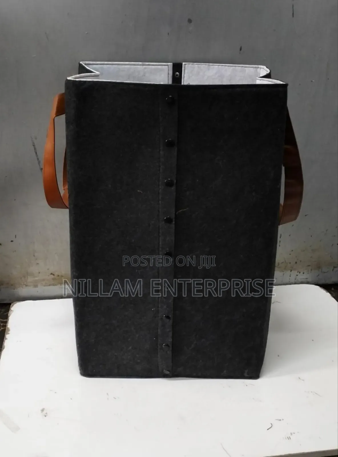 Foldable Laundry Basket With Leather Handles