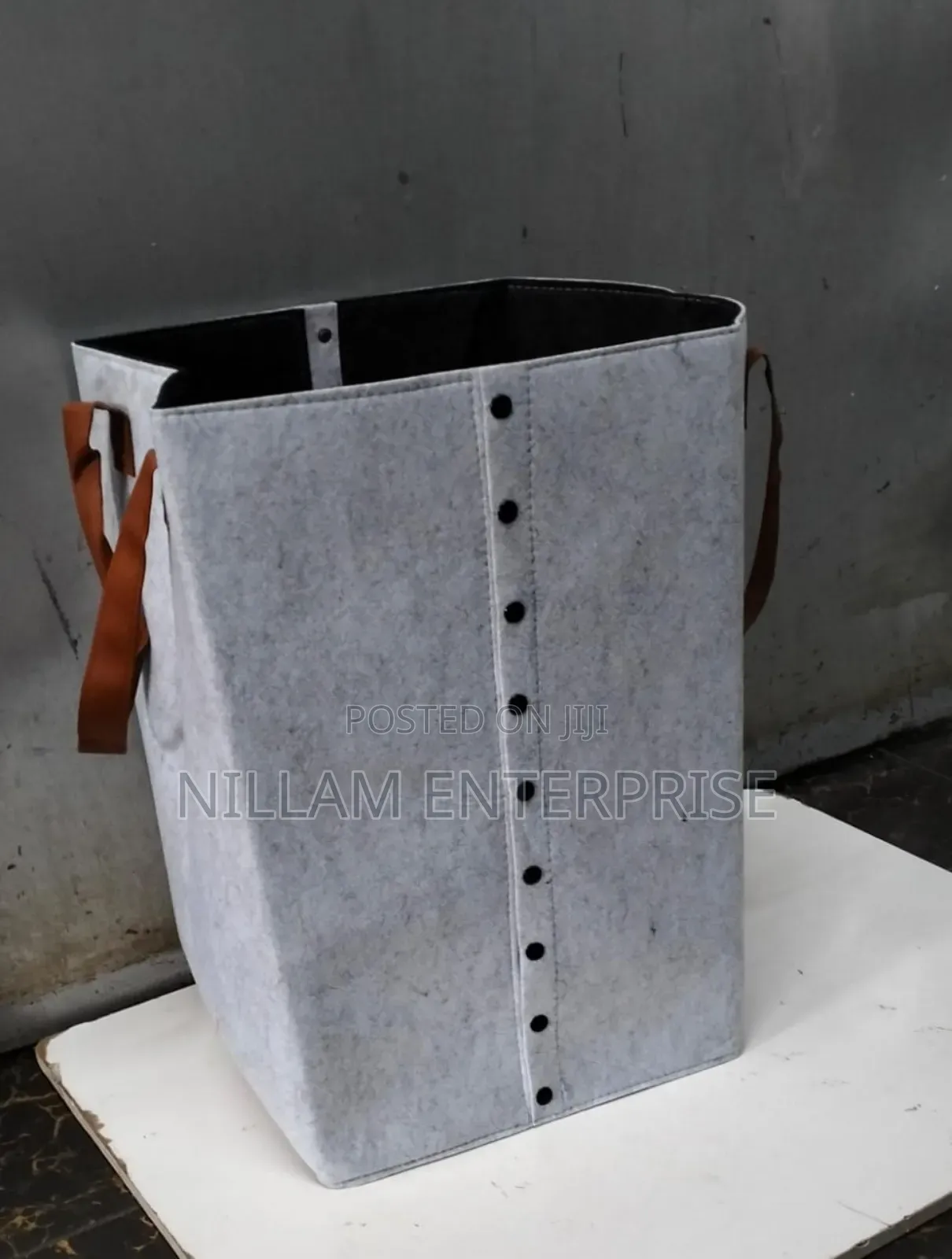 Foldable Laundry Basket With Leather Handles