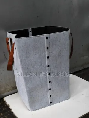 Foldable Laundry Basket With Leather Handles