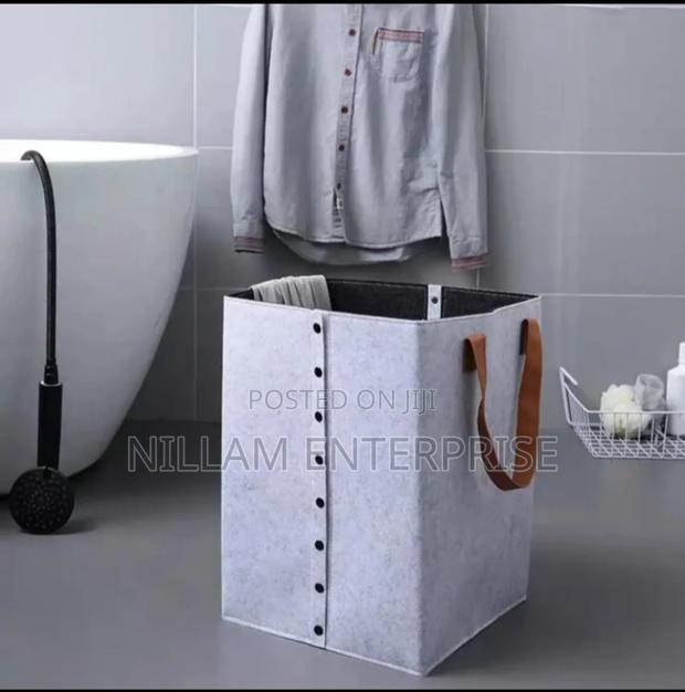 Foldable Laundry Basket With Leather Handles - thumbnail 6