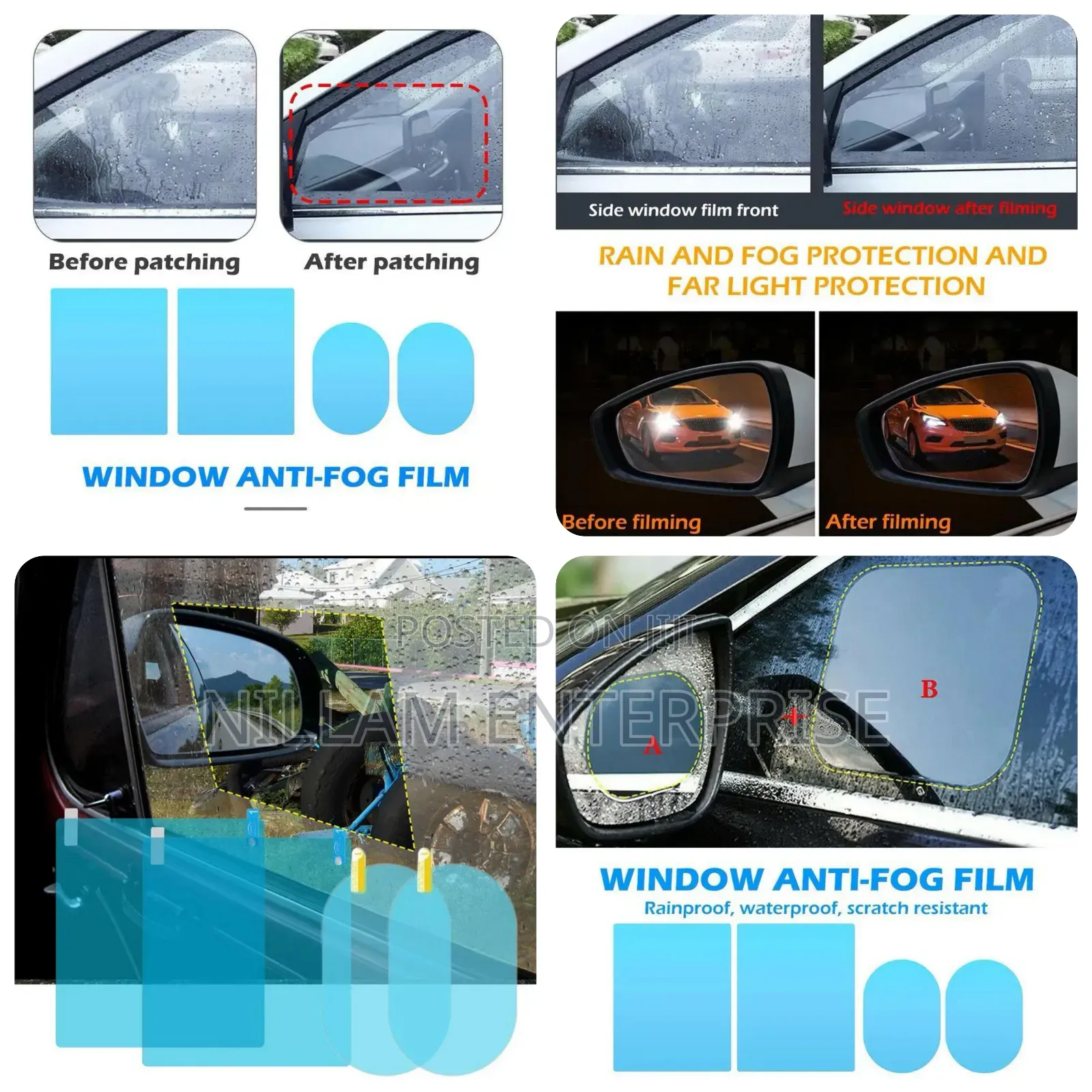 4 PCS Car Window Anti Fog Window Protective Film