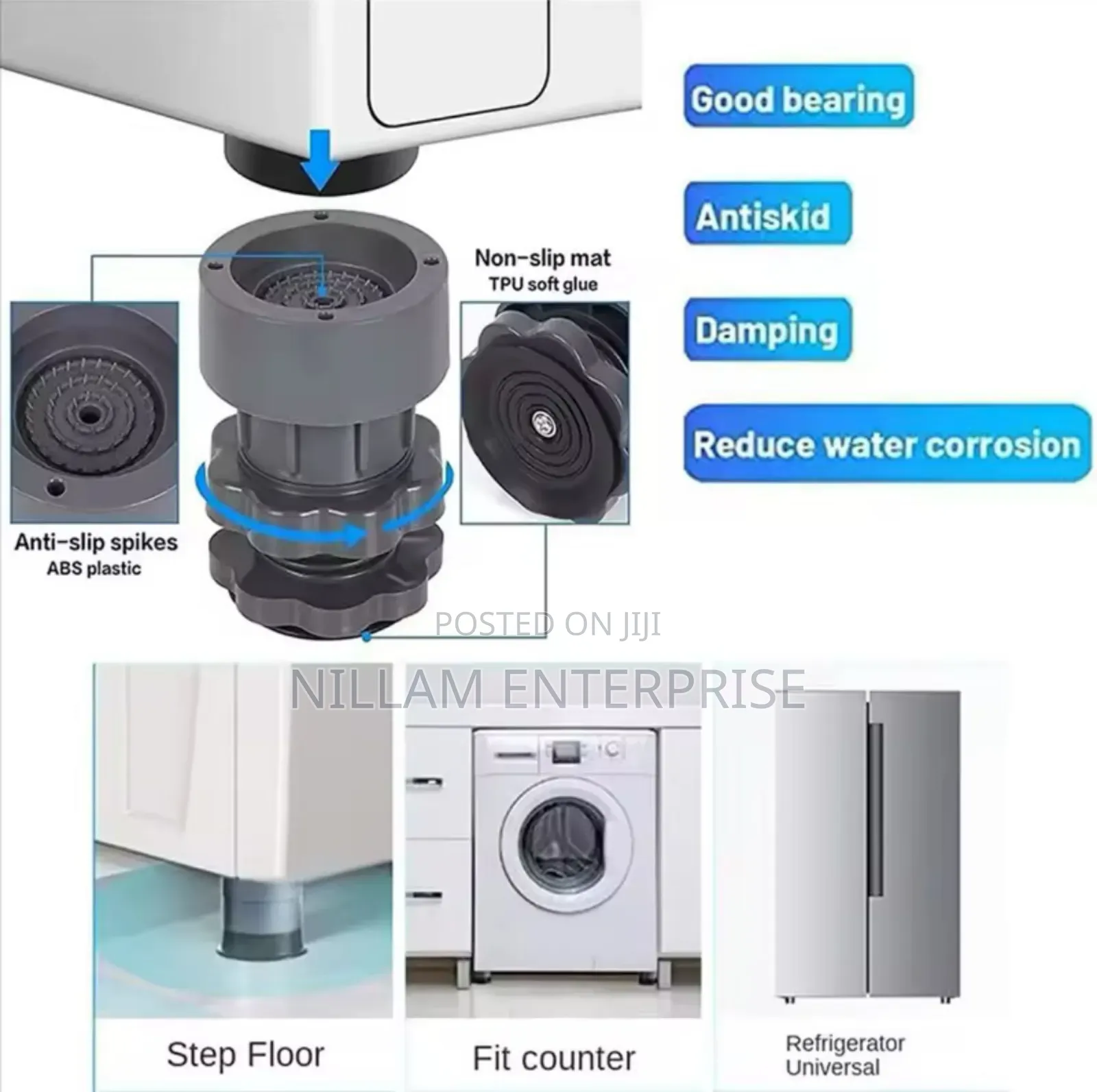 4 PCS Adjustable Height Washing Machine Anti Vibration Pads