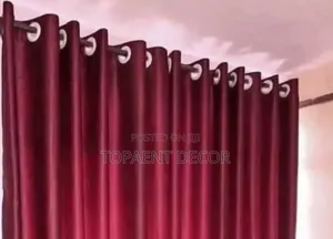 Maroon Living Room Window Eyelate Curtains