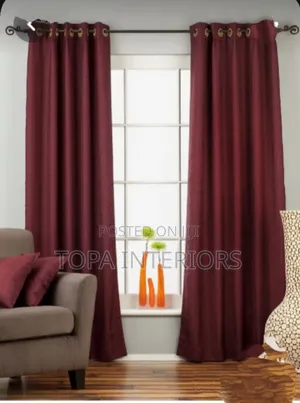 Maroon Window Curtains Per Metre Inclusive of Stitching