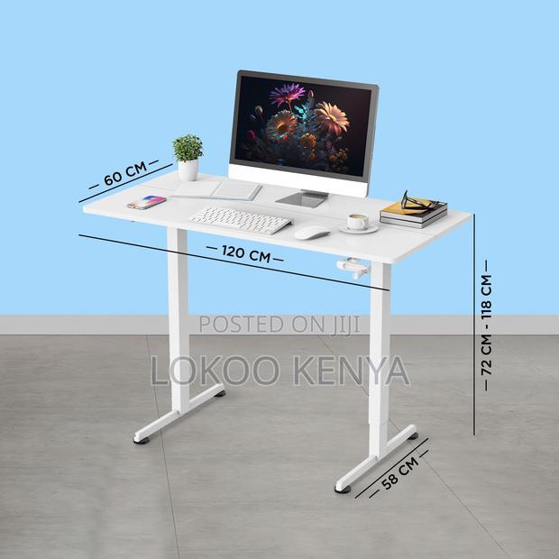 Office Desk: White Electric Adjustable Office Desk - thumbnail 4