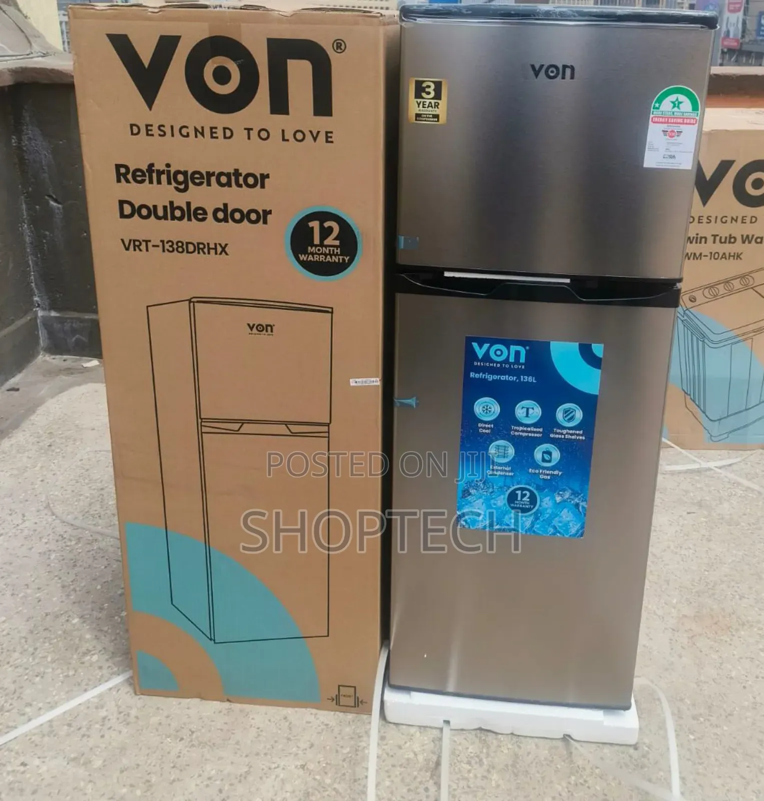 Von VRT-138drhx Double Door Refrigerator