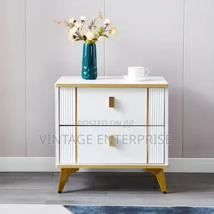 Wood Nightstand With 2 Drawers Bedroom