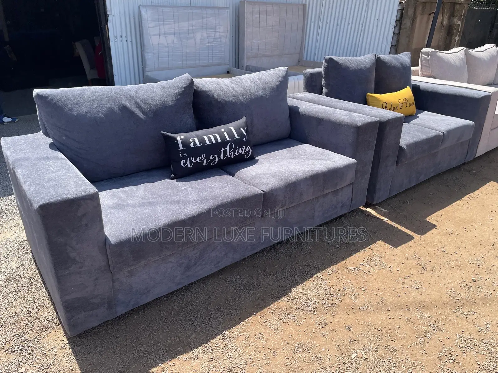 Modern Dark Grey 5 Seater Sofa