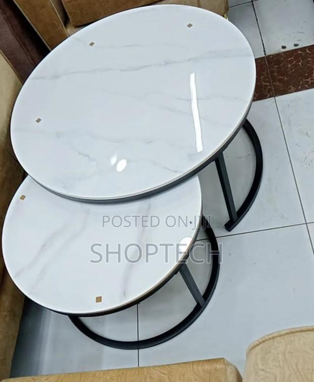 2 in 1 Pure Marble Table With Black Stand