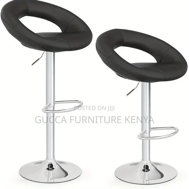 Home Chairs:Black Adjustable Counter Stool With Hollow Back