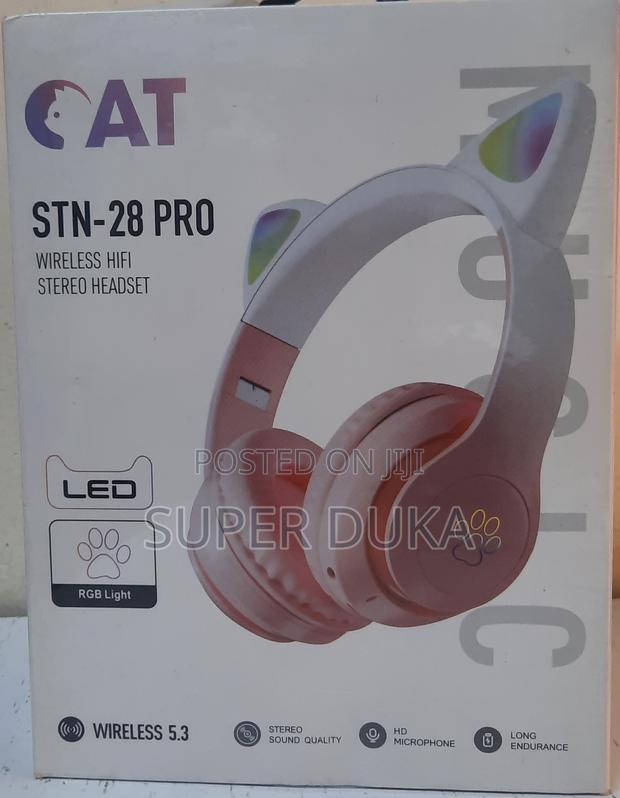 Headphones.Pink LED Kids Wireless Cat Ear STN - 28 Pro