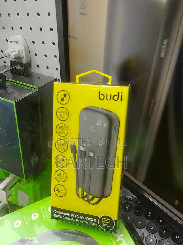 Budi 20000mah 22.5W Power Bank With Type C, Lightning Cables - main view