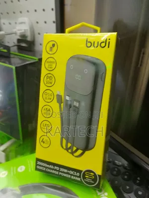 Budi 20000mah 22.5W Power Bank With Type C, Lightning Cables