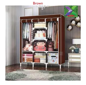 Portable Wooden Wardrobe With Canvas Cover