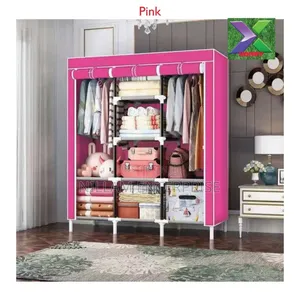 Portable Wooden Wardrobe With Canvas Cover