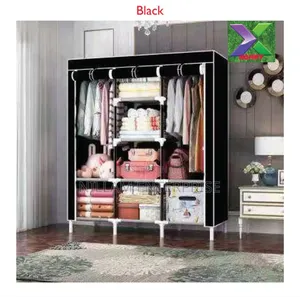 Portable Wooden Wardrobe With Canvas Cover