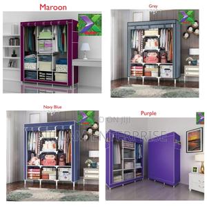 Portable Wooden Wardrobe With Canvas Cover - main view