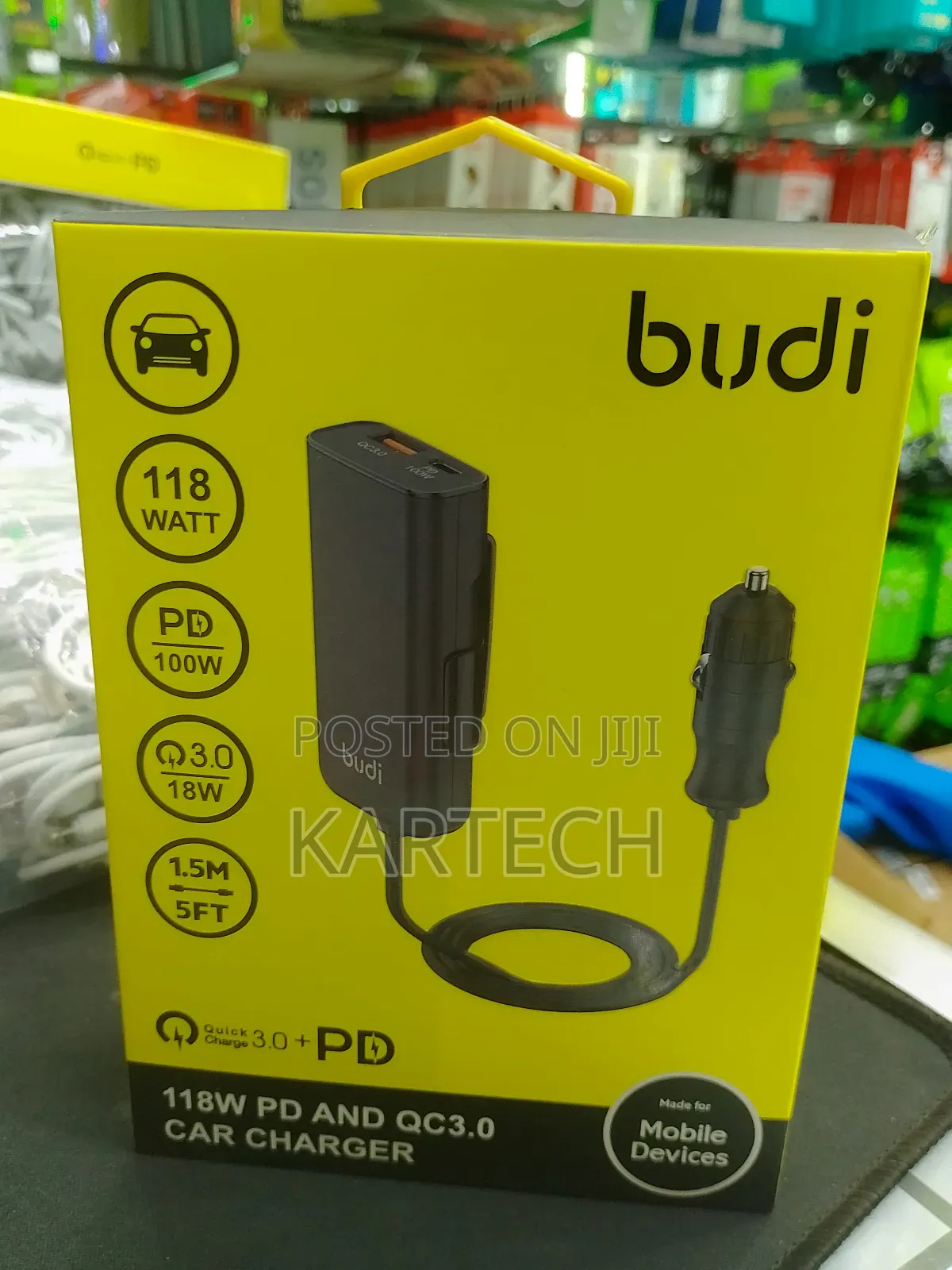 Budi 118W Pd 100W and Qc3.0 18W Car Charger