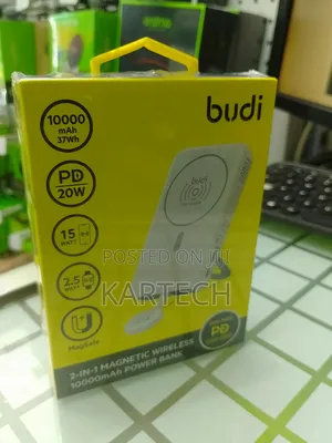 Budi 10,000mah 37wh 20W 2-in-1 Magnetic Wireless Power Bank