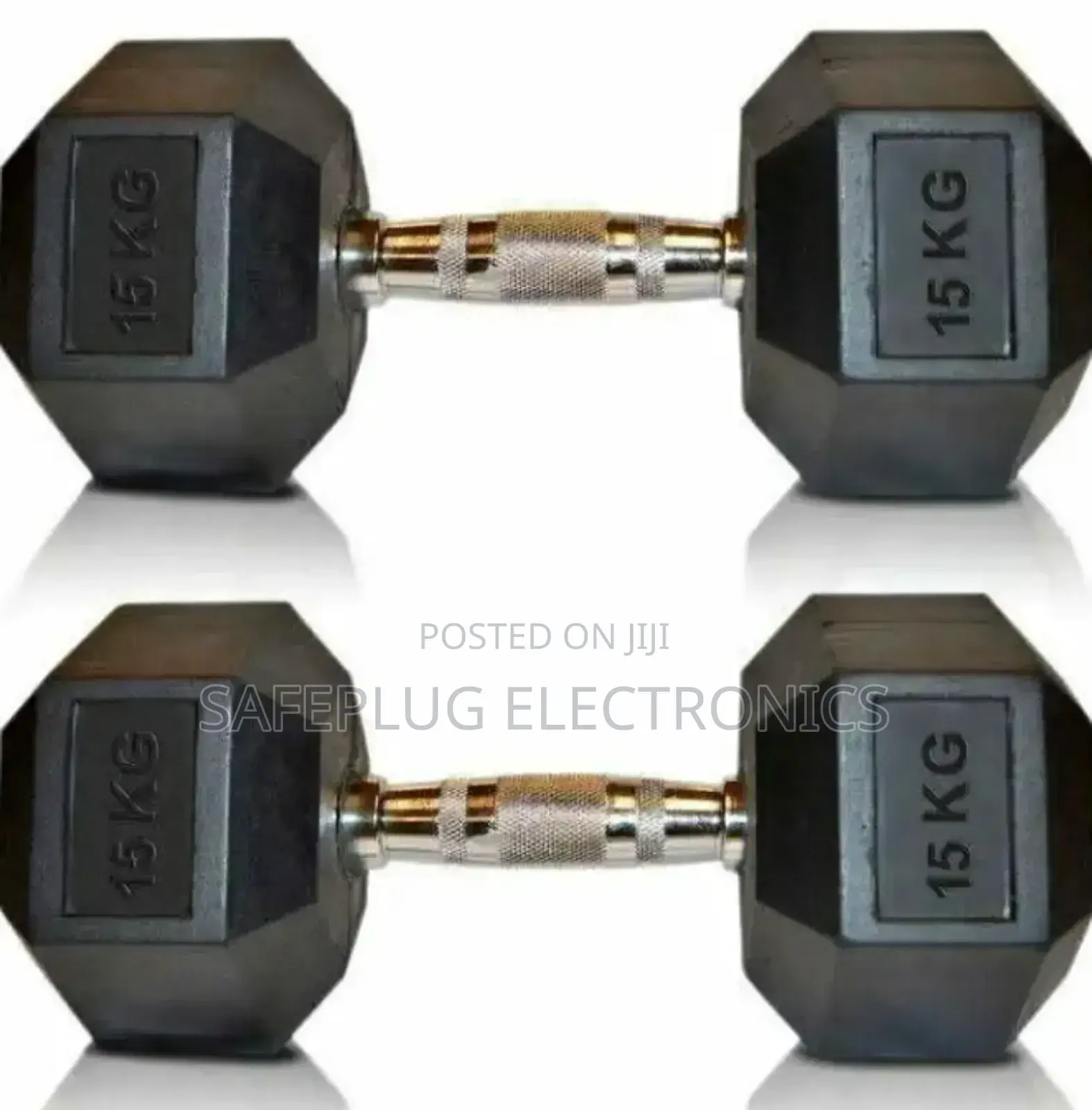 15KG GYM WEIGHT (Hexagon Shaped) Rubber Dumbbell