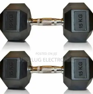 15KG GYM WEIGHT (Hexagon Shaped) Rubber Dumbbell