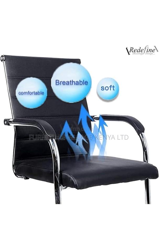 Visitor Office Chair, PU Leather Executive With Armrests - thumbnail 2