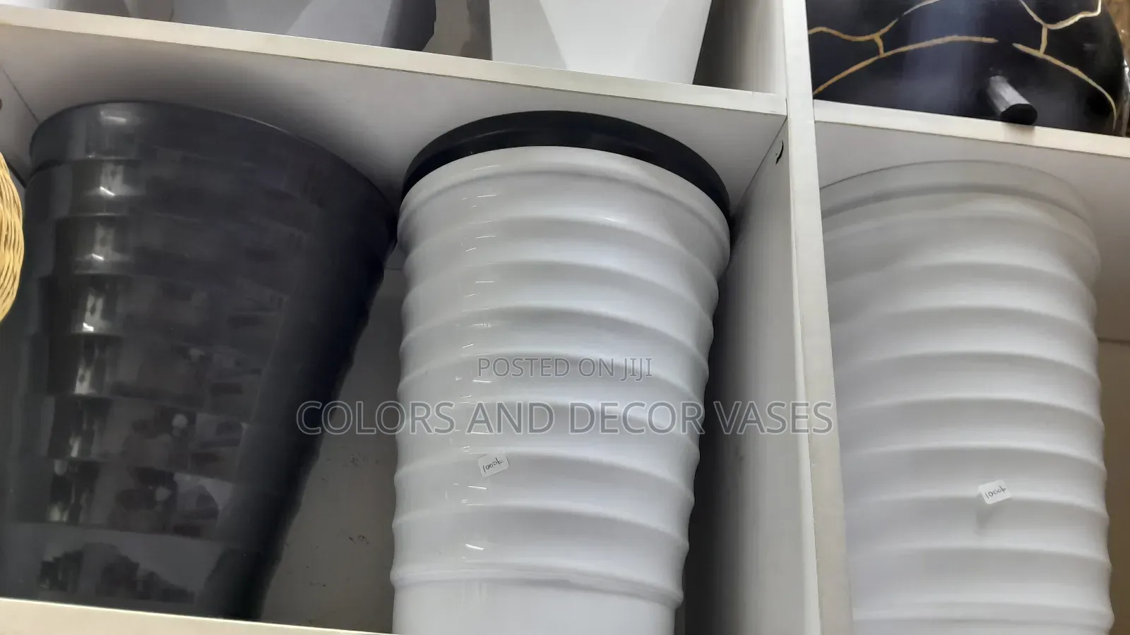 Plastic Spiral Vase Black and White