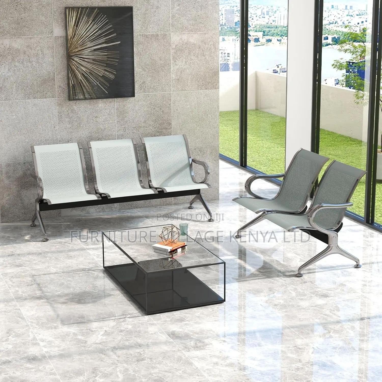 Kinbor 5-Seat Waiting Room Chairs, Airport Reception Bench