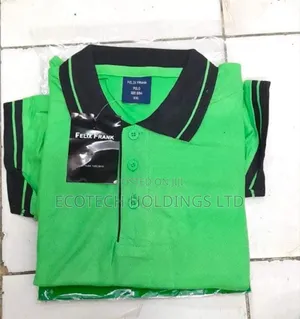 Green Polo T Shirt With Black Collar Stripped Green Jg5r
