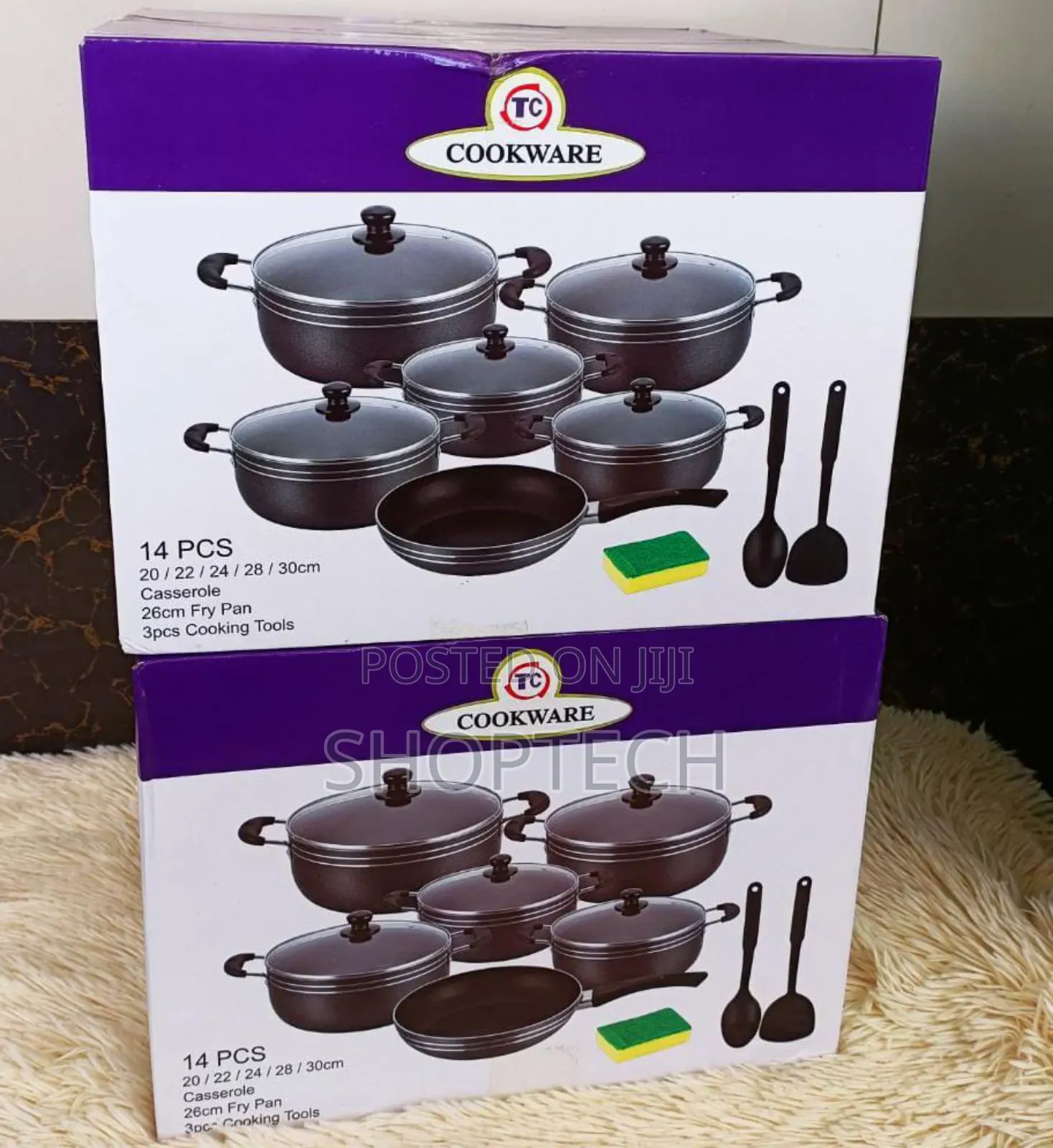 Tc 14 Pieces Non-Stick Black Coated Cooking Pot/Sufuria