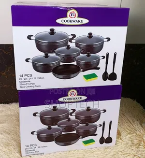 Tc 14 Pieces Non-Stick Black Coated Cooking Pot/Sufuria