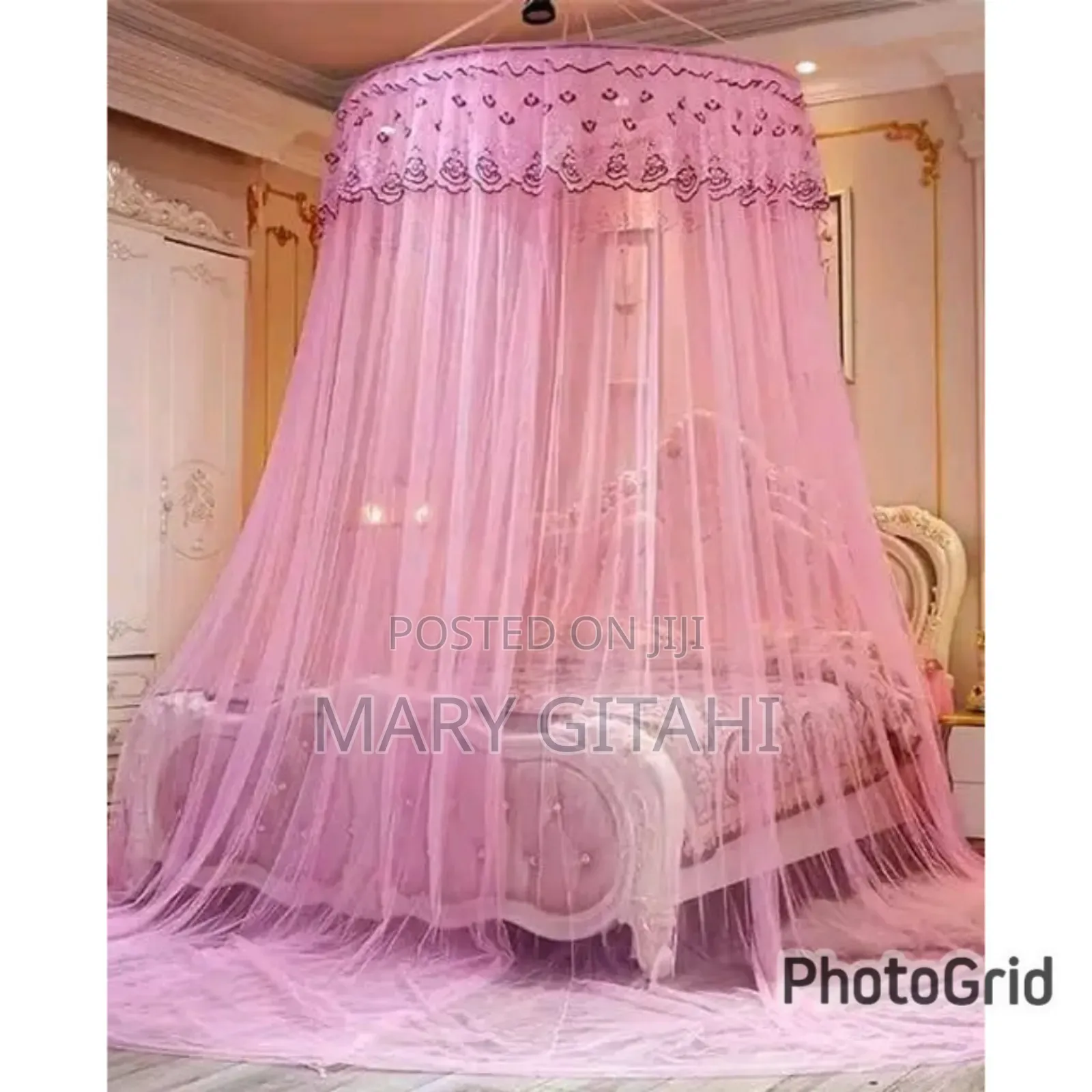 Pink Mosquito Net for Single Bed-Free SIZE 
