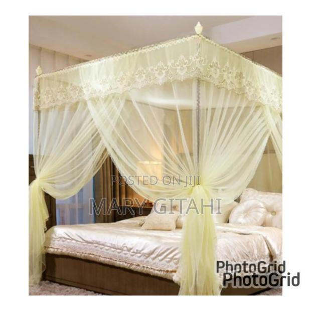 Cream Four Stand Mosquito Net With Metallic Stand-