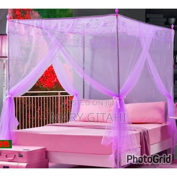 Mosquito Net With Metallic Stand-Purple Four Stand