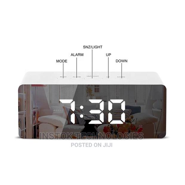 Mirror LED Backlit Digital Alarm Clock With Thermometer - thumbnail 3