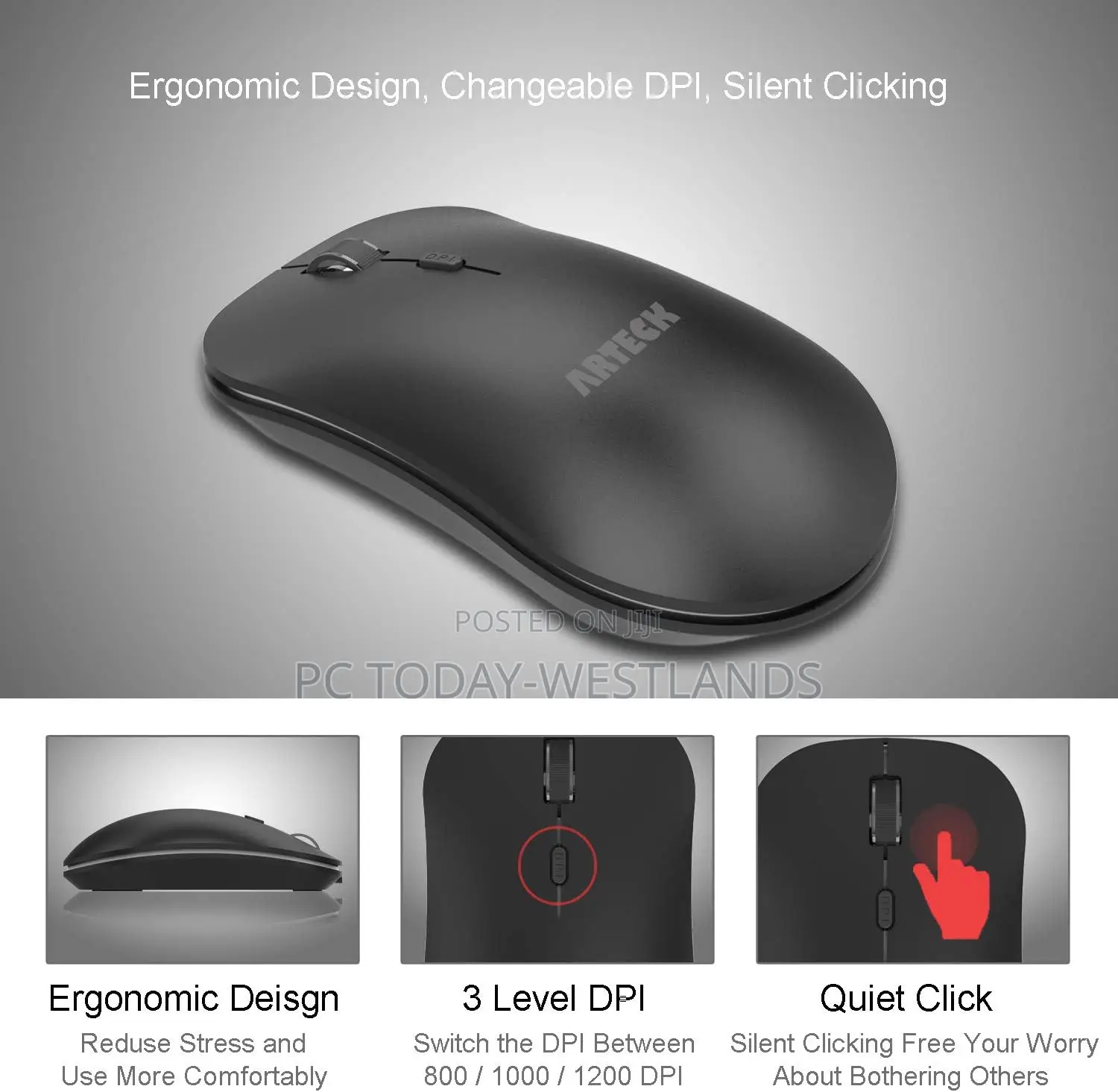 Arteck 2.4G Wireless Keyboard And Mouse Ultra Slim Combo