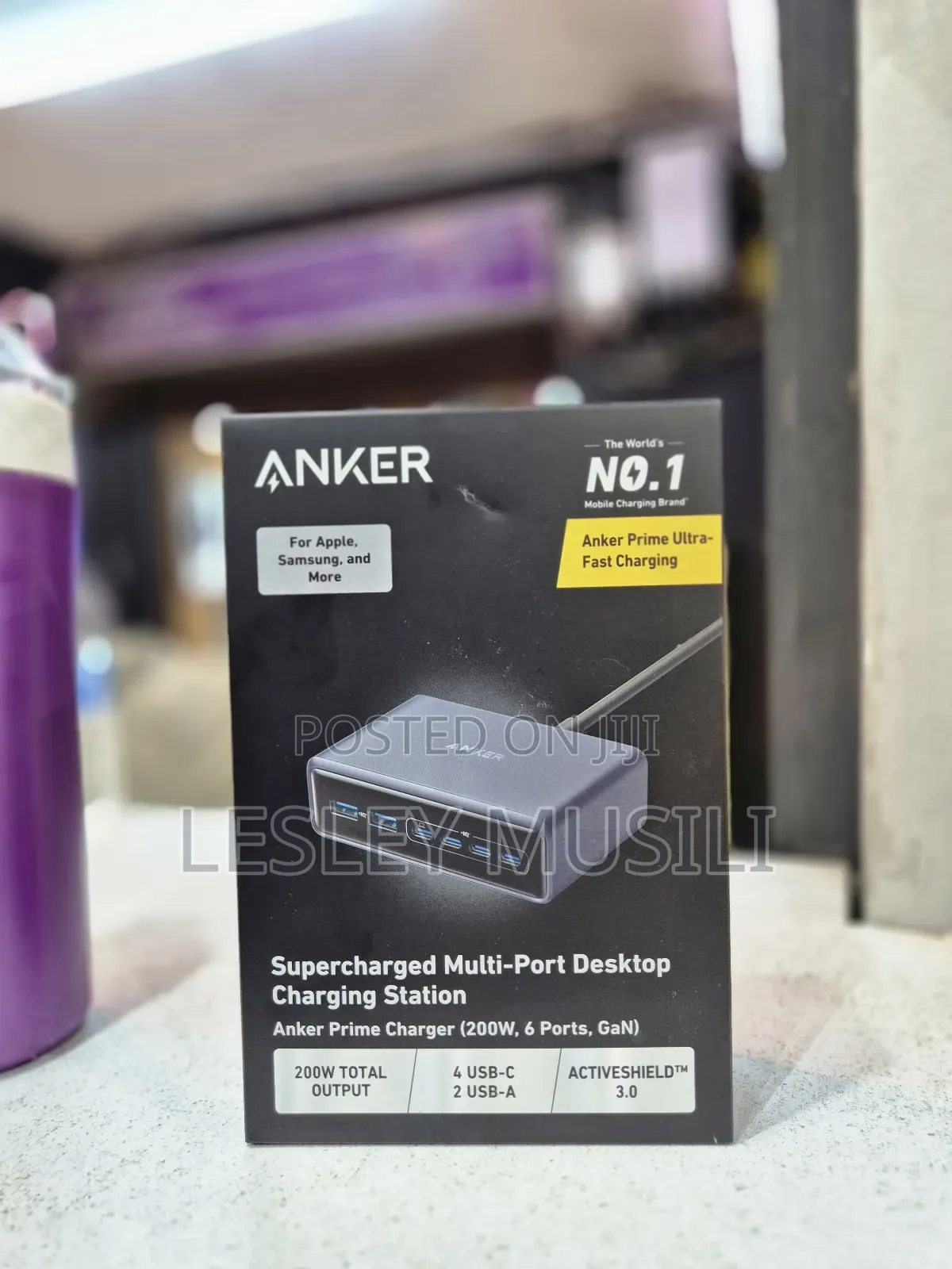 Anker Prime Charger (200W, 6 Ports, Gan) – A2683V41 – Black