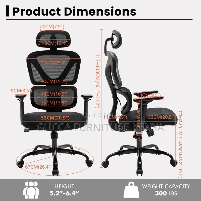 Office Chairs:Highback Comfy Breathable Ergonomic Task Chair