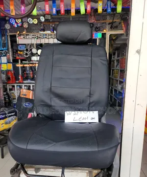 Plain Black Leather Seat Cloth for 5 Seater Vehicle