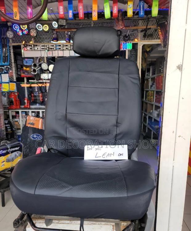 Plain Black Leather Seat Cloth for 5 Seater Vehicle