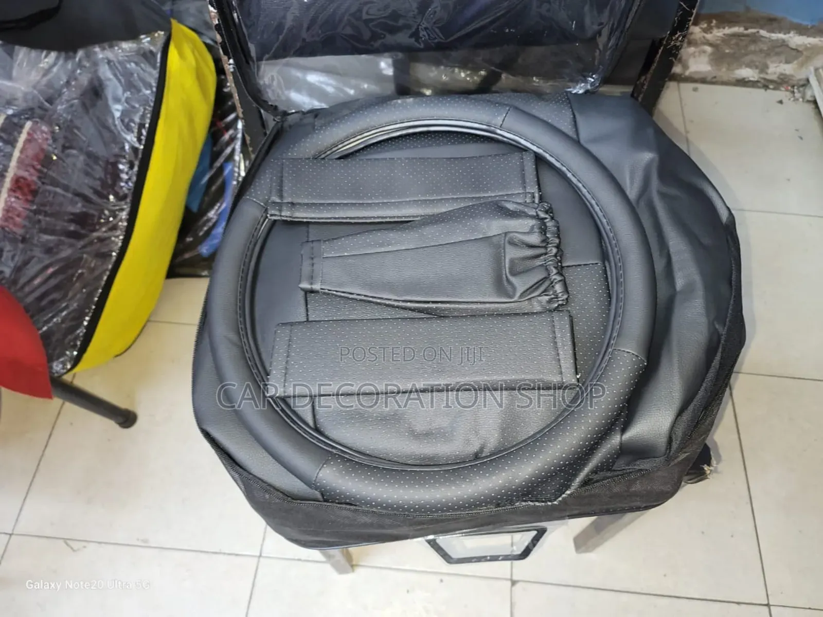 Plain Black Leather Seat Cloth for 5 Seater Vehicle