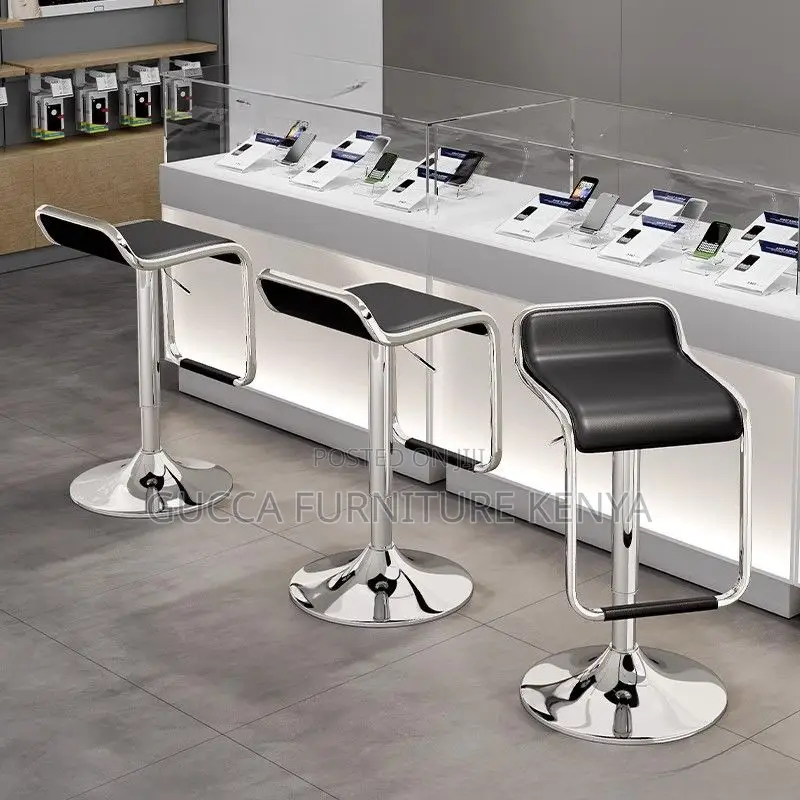 Home Chairs: Black Swivel Quadrilateral Pub Stool