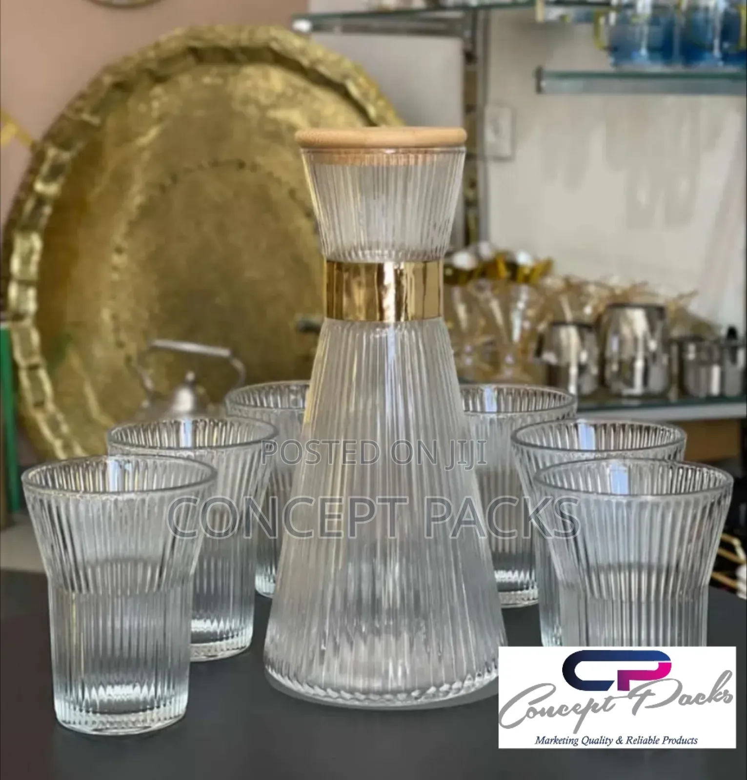 Stripe Style Set Glass Bottle for Cold Drinks