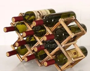 Foldable 10 Slot Wooden Wine Bottle Rack