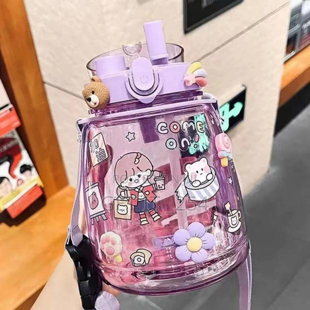 1000ml Cute Water Bottle  With Straw And Strap - main view
