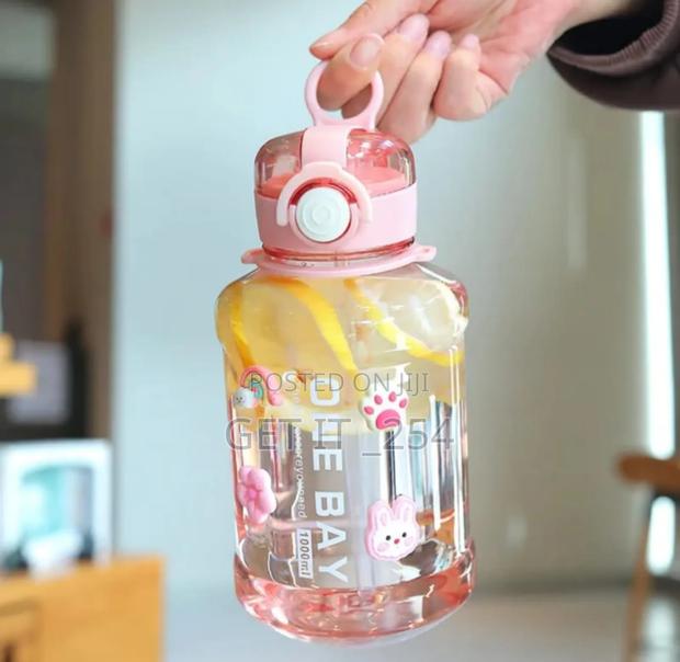 1000ml Cute Water Bottle  With Straw And Strap - thumbnail 3