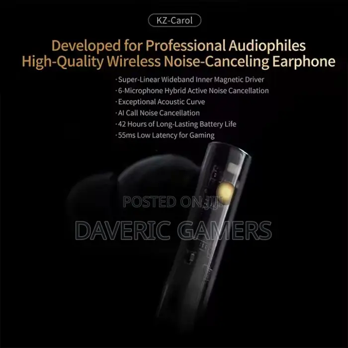 Kz Carol Wireless Earbuds, Bluetooth 5.3 Hifi Bass Headphone